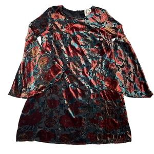 NWOT PPLA Women’s Elektra Crushed Velvet Dress Bohemian Bell Sleeves Size Large